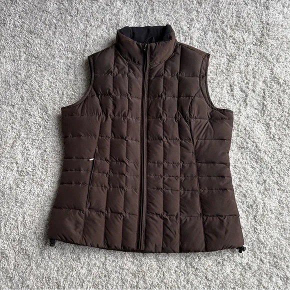 Brown Eddie Bauer Premium Goose Down Vest Women’s Size Small - Picture 1 of 10